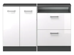 Armário de cozinha para sótão inclinado branco alto brilho 120x46x81.6 r-line