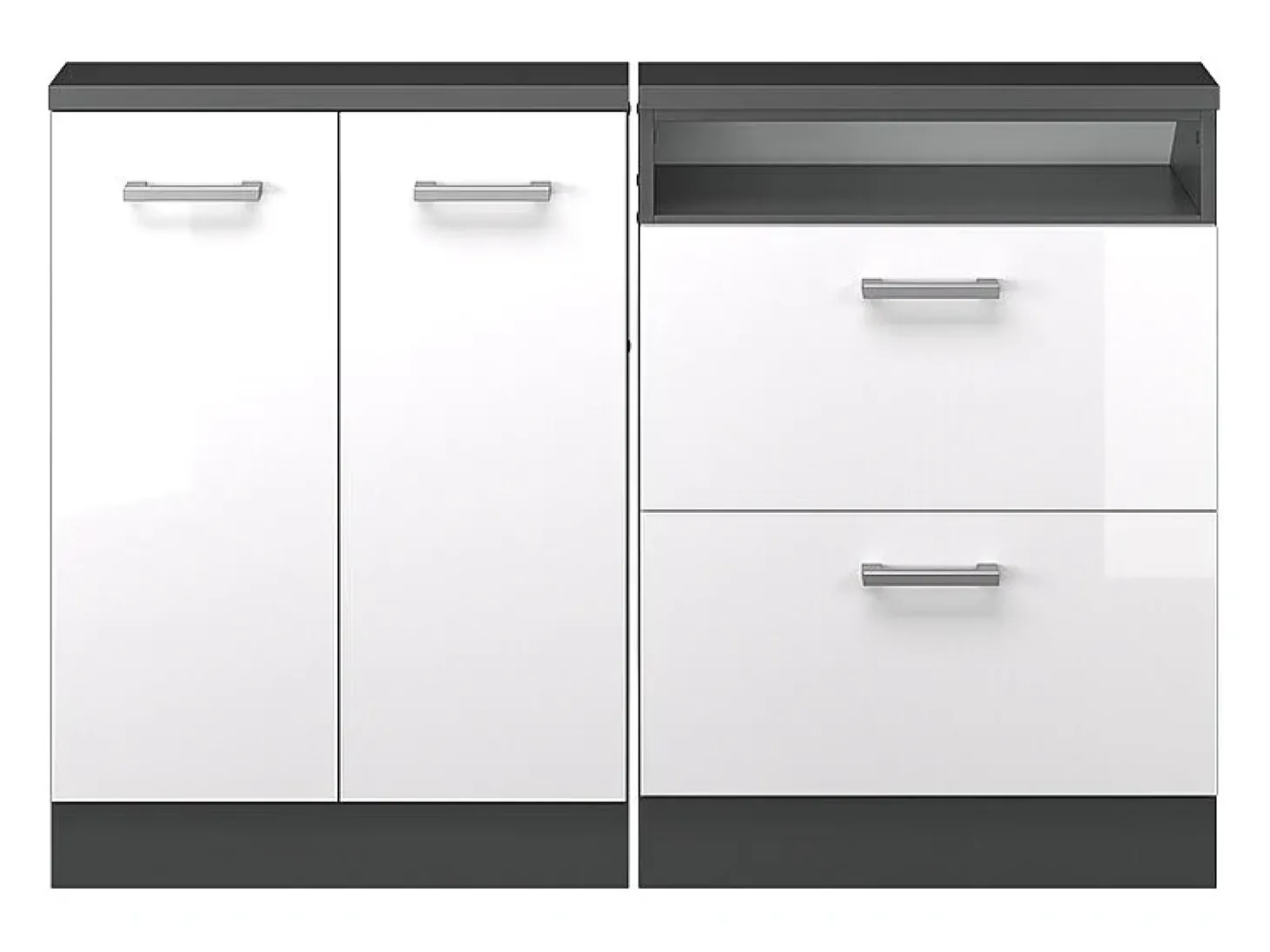 Armário de cozinha para sótão inclinado branco alto brilho 120x46x81.6 r-line