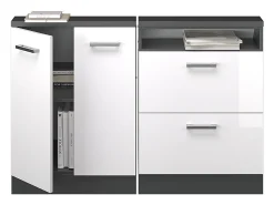 Armário de cozinha para sótão inclinado branco alto brilho 120x46x81.6 r-line