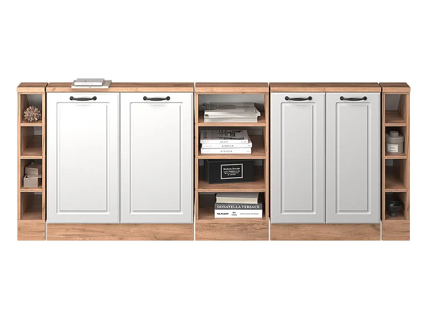 Armário de cozinha para sótão inclinado casa de campo branca 210x46x81.6 r-line