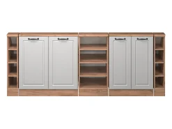 Armário de cozinha para sótão inclinado casa de campo branca 210x46x81.6 r-line
