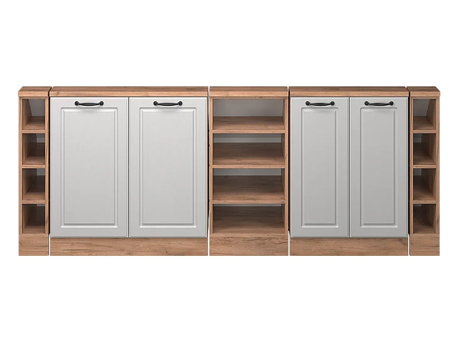 Armário de cozinha para sótão inclinado casa de campo branca 210x46x81.6 r-line