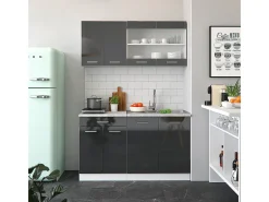 Armário de cozinha para sótão inclinado antracite alto brilho 120x46x81.6 r-line