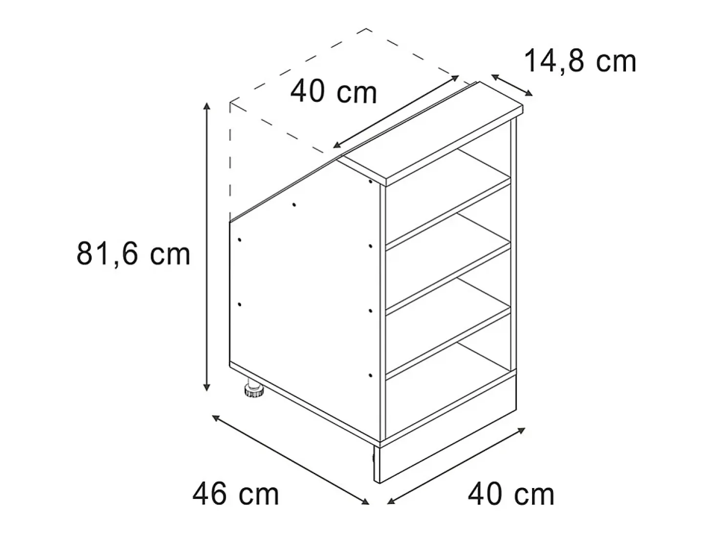 Armário de cozinha para sótão inclinado antracite 40x46x81.6 r-line