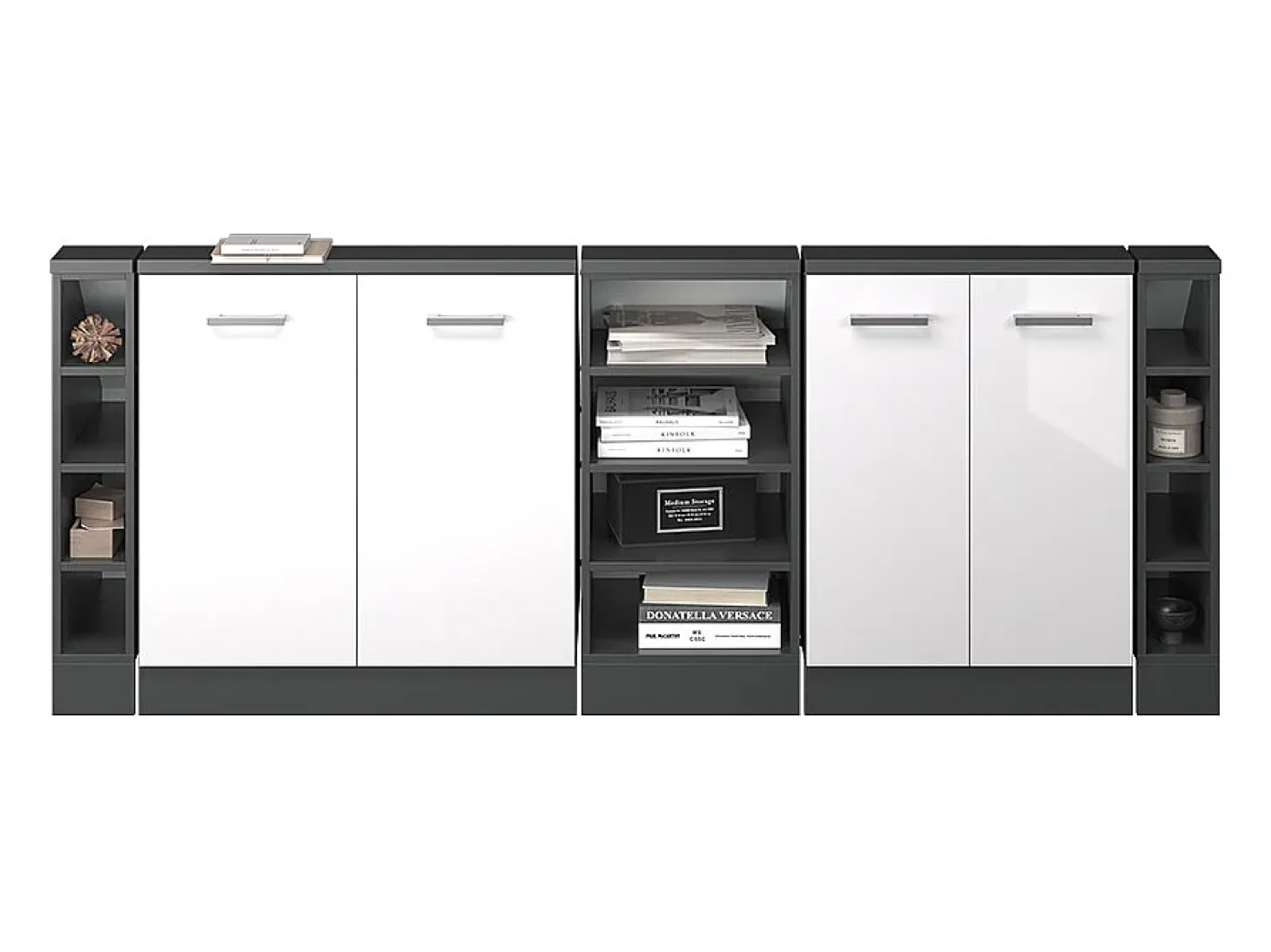 Armário de cozinha para sótão inclinado branco alto brilho 210x46x81.6 r-line