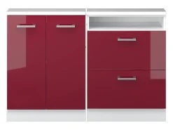 Armário de cozinha para sótão inclinado vermelho brilhante/branco 120x46x81.6 r-line