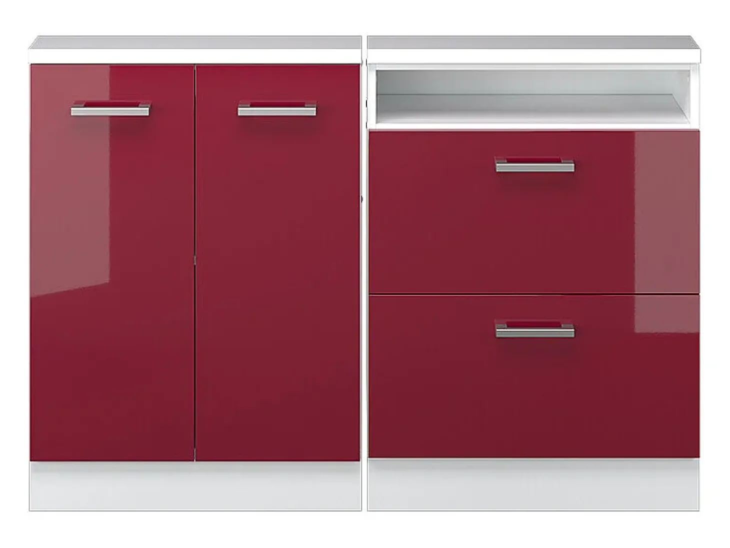 Armário de cozinha para sótão inclinado vermelho brilhante/branco 120x46x81.6 r-line