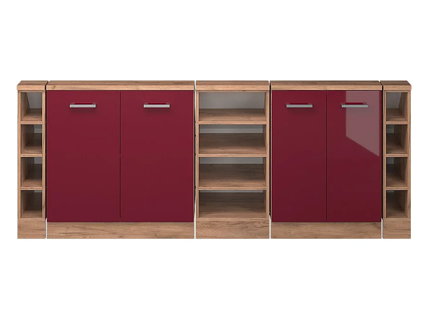 Armário de cozinha para sótão inclinado vermelho alto brilho 210x46x81.6 r-line
