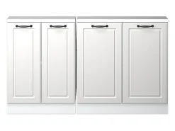 Armário de cozinha para sótão inclinado casa de campo branca 140x46x81.6 r-line