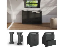 Armário de cozinha para sótão inclinado casa de campo antracite 60x46x81.6 r-line