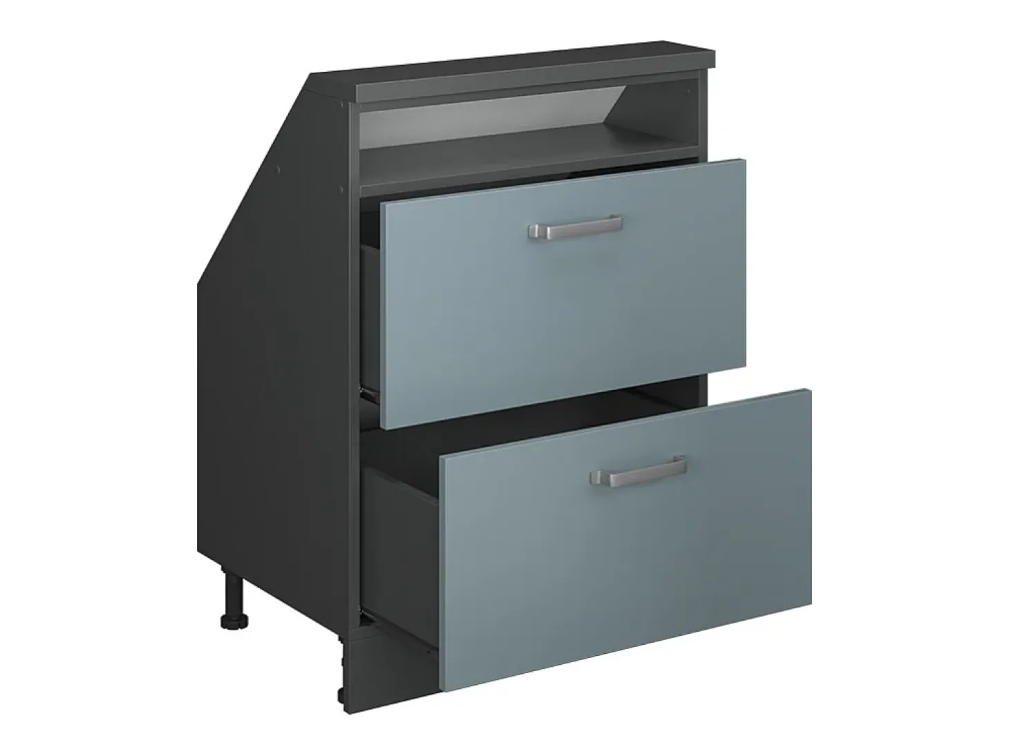 Armário de cozinha para sótão inclinado azul-cinza 60x46x81.6 r-line