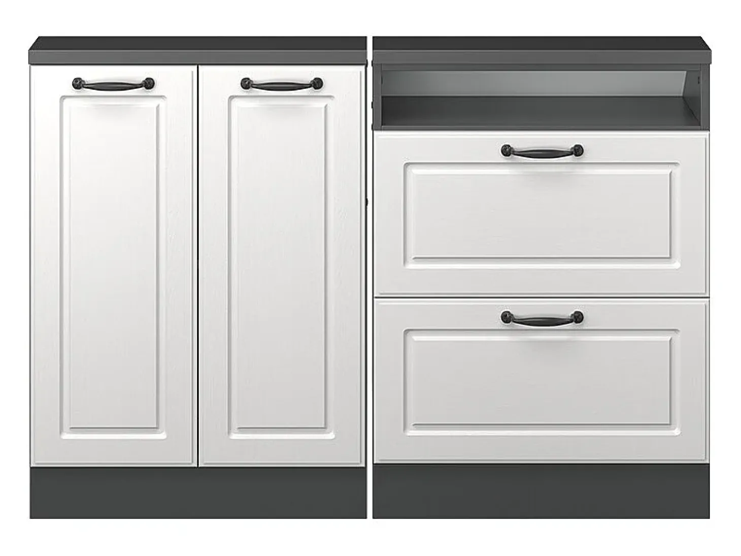 Armário de cozinha para sótão inclinado casa de campo branca 120x46x81.6 r-line