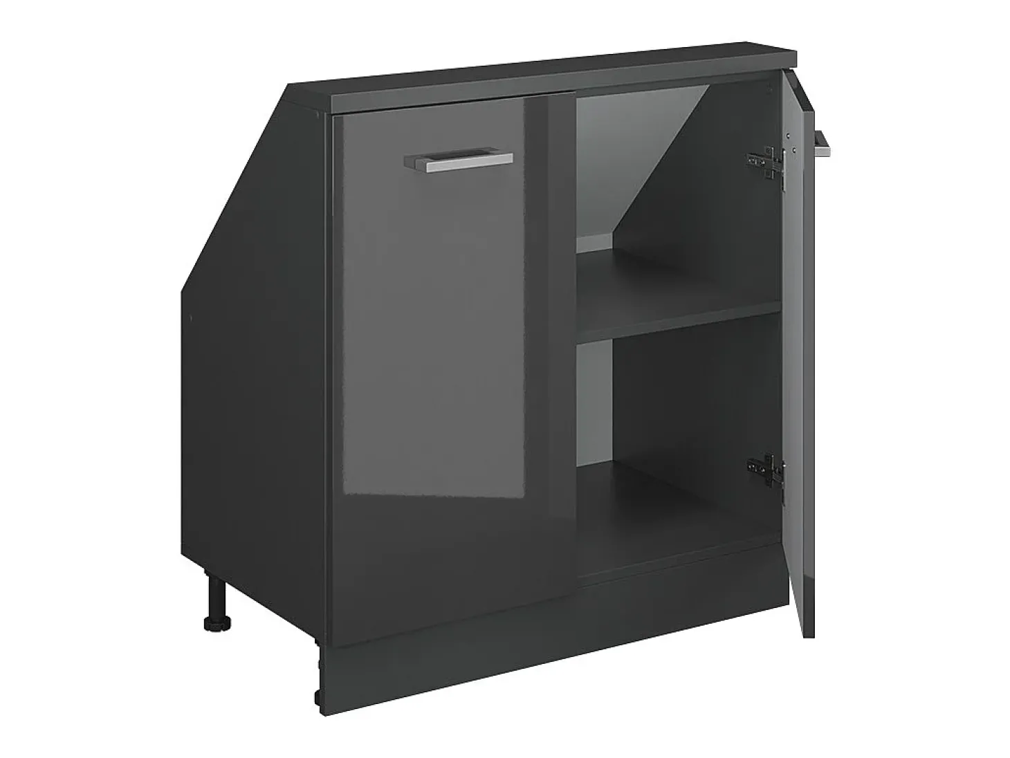 Armário de cozinha para sótão inclinado antracite alto brilho 80x46x81.6 r-line