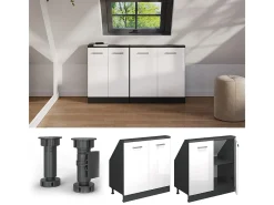 Armário de cozinha para sótão inclinado branco alto brilho 80x46x81.6 r-line