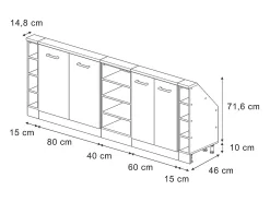Armário de cozinha para sótão inclinado casa de campo antracite 210x46x81.6 r-line