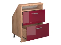 Armário de cozinha para sótão inclinado vermelho alto brilho 60x46x81.6 r-line