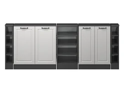 Armário de cozinha para sótão inclinado casa de campo branca 210x46x81.6 r-line