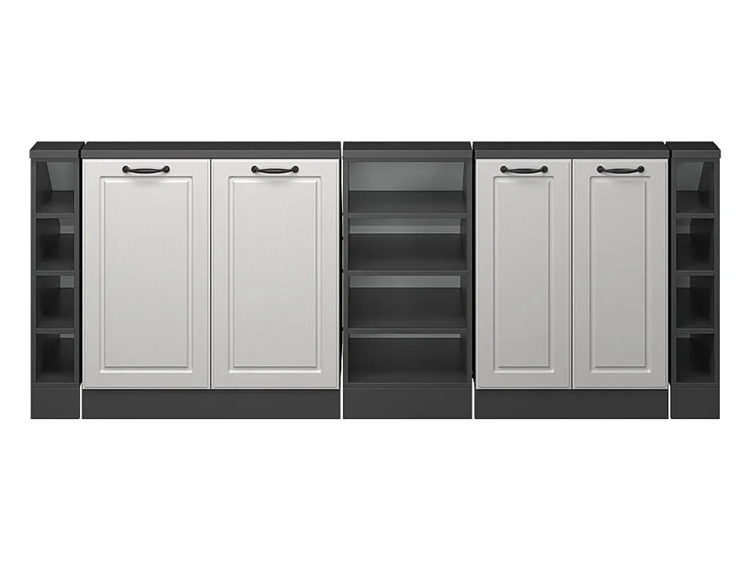 Armário de cozinha para sótão inclinado casa de campo branca 210x46x81.6 r-line