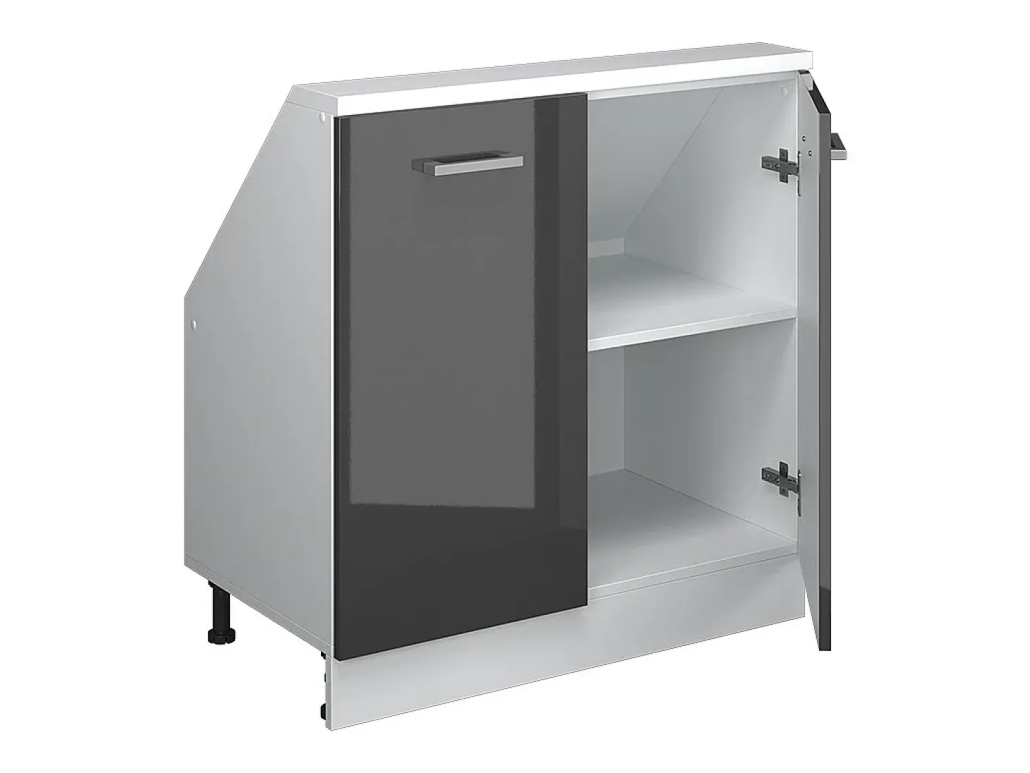 Armário de cozinha para sótão inclinado antracite alto brilho 80x46x81.6 r-line