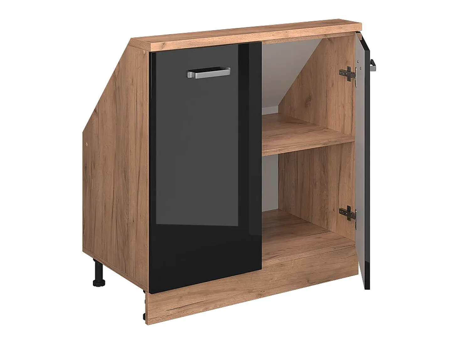 Armário de cozinha para sótão inclinado preto alto brilho 80x46x81.6 r-line