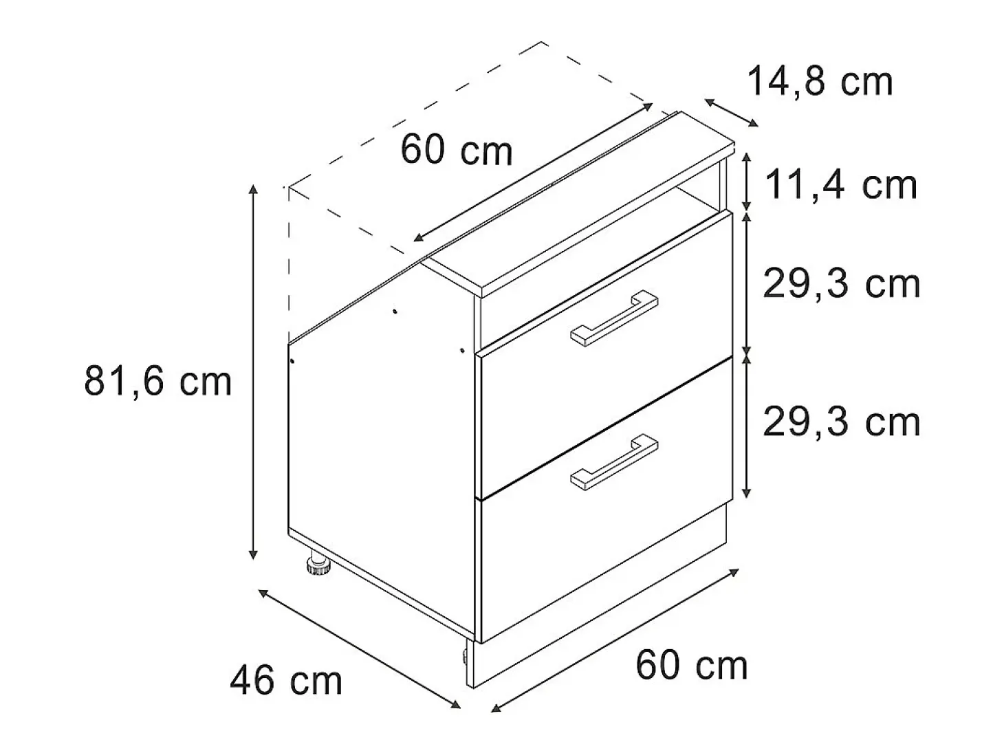 Armário de cozinha para sótão inclinado azul-cinza 60x46x81.6 r-line