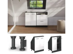 Armário de cozinha para sótão inclinado branco alto brilho 60x46x81.6 r-line