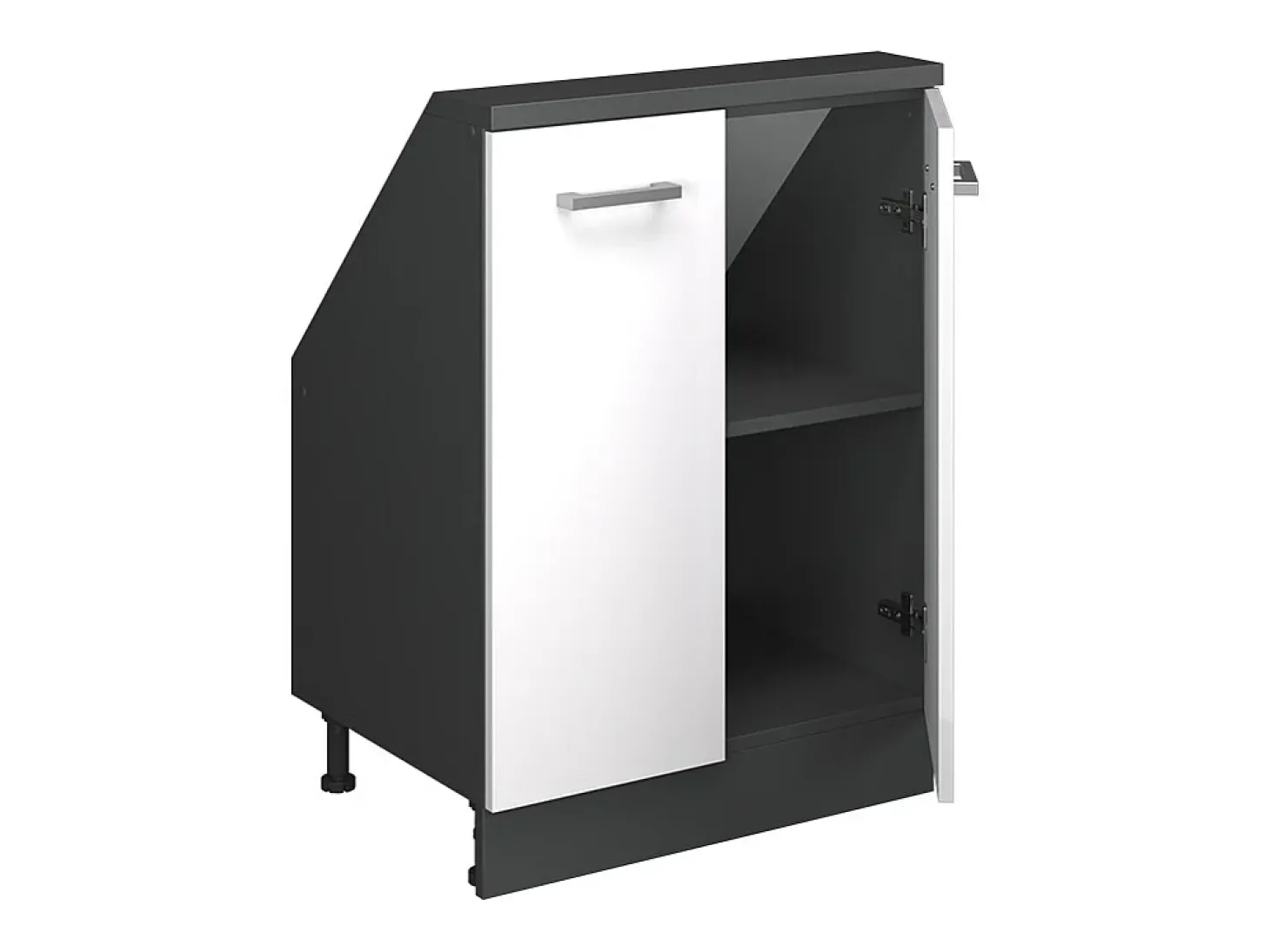 Armário de cozinha para sótão inclinado branco alto brilho 60x46x81.6 r-line