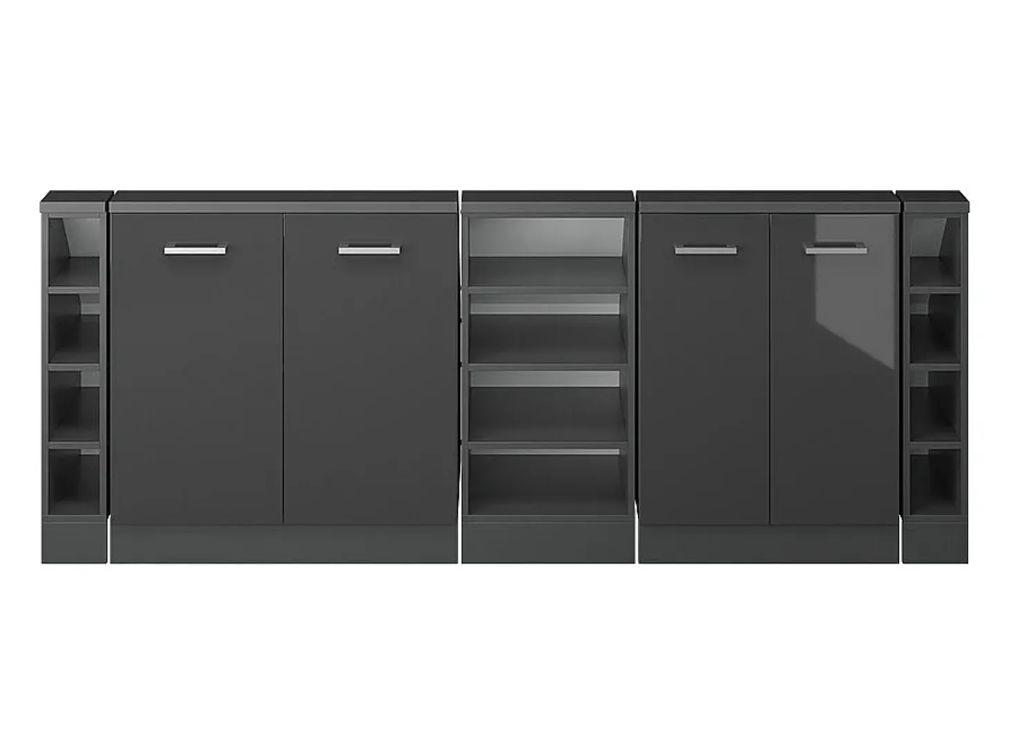 Armário de cozinha para sótão inclinado antracite alto brilho 210x46x81.6 r-line