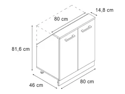 Armário de cozinha para sótão inclinado casa de campo antracite 80x46x81.6 r-line