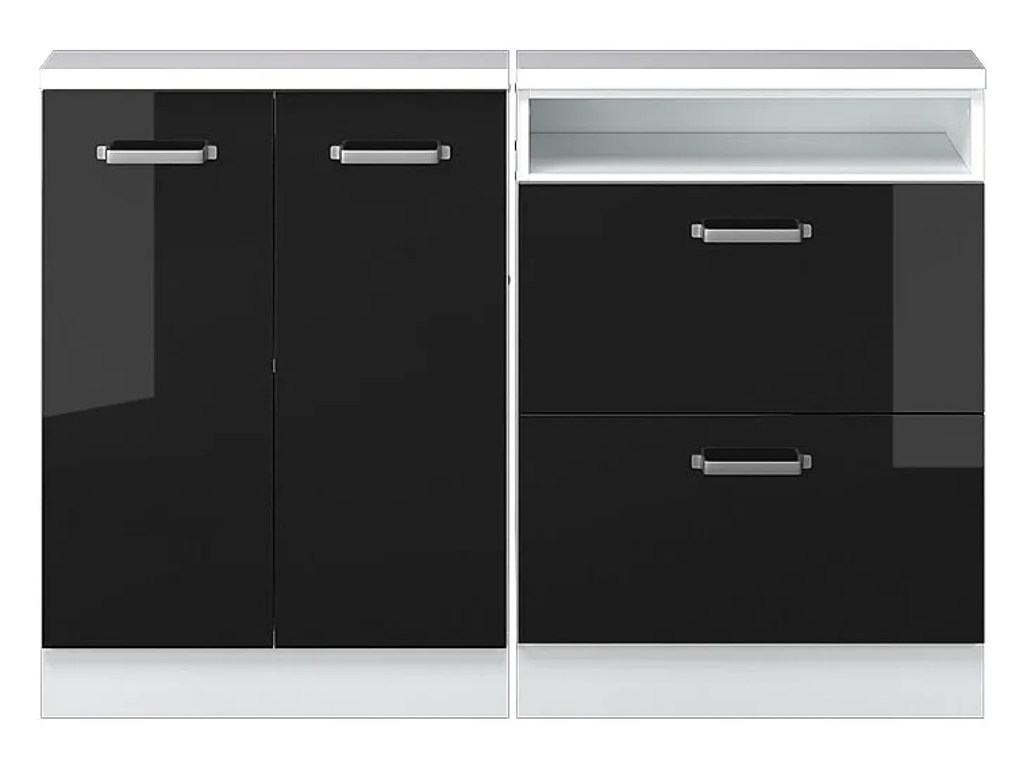Armário de cozinha para sótão inclinado preto alto brilho 120x46x81.6 r-line