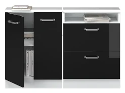 Armário de cozinha para sótão inclinado preto alto brilho 120x46x81.6 r-line