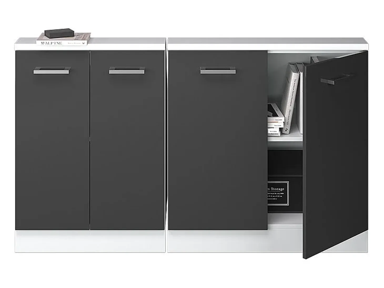 Armário de cozinha para sótão inclinado antracite alto brilho 140x46x81.6 r-line