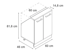 Armário de cozinha para sótão inclinado vermelho alto brilho 60x46x81.6 r-line