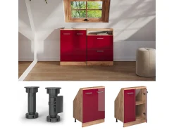 Armário de cozinha para sótão inclinado vermelho alto brilho 60x46x81.6 r-line