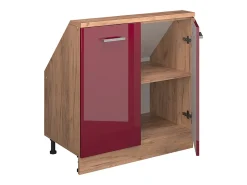 Armário de cozinha para sótão inclinado vermelho alto brilho 80x46x81.6 r-line