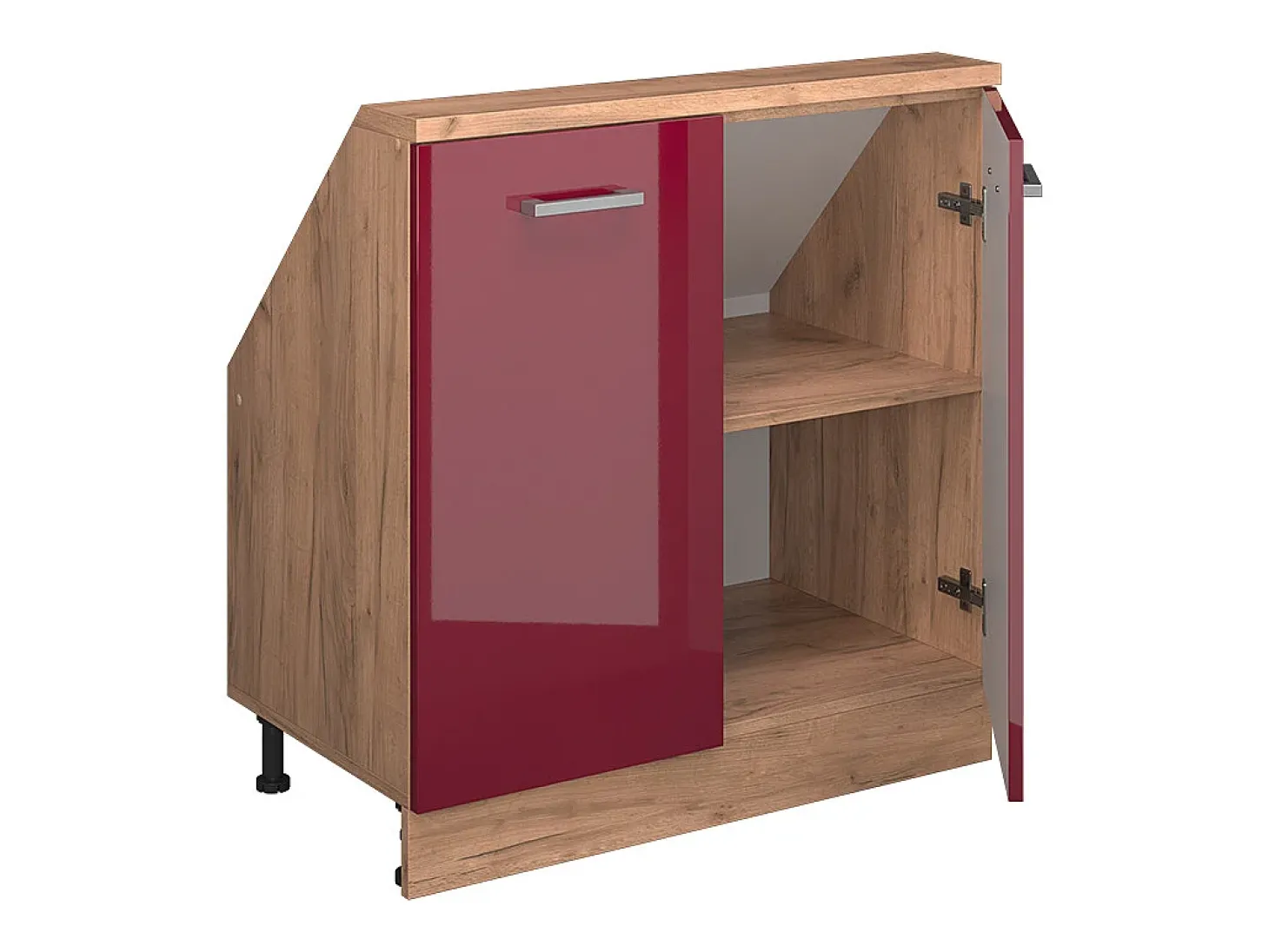 Armário de cozinha para sótão inclinado vermelho alto brilho 80x46x81.6 r-line