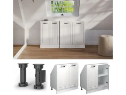 Armário de cozinha para sótão inclinado casa de campo branca 80x46x81.6 r-line