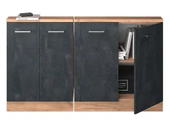 Armário de cozinha para sótão inclinado concreto preto 140x46x81.6 r-line