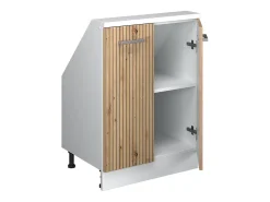 Armário de cozinha para sótão inclinado carvalho artesanal 60x46x81.6 r-line