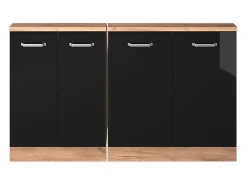 Armário de cozinha para sótão inclinado preto alto brilho 140x46x81.6 r-line