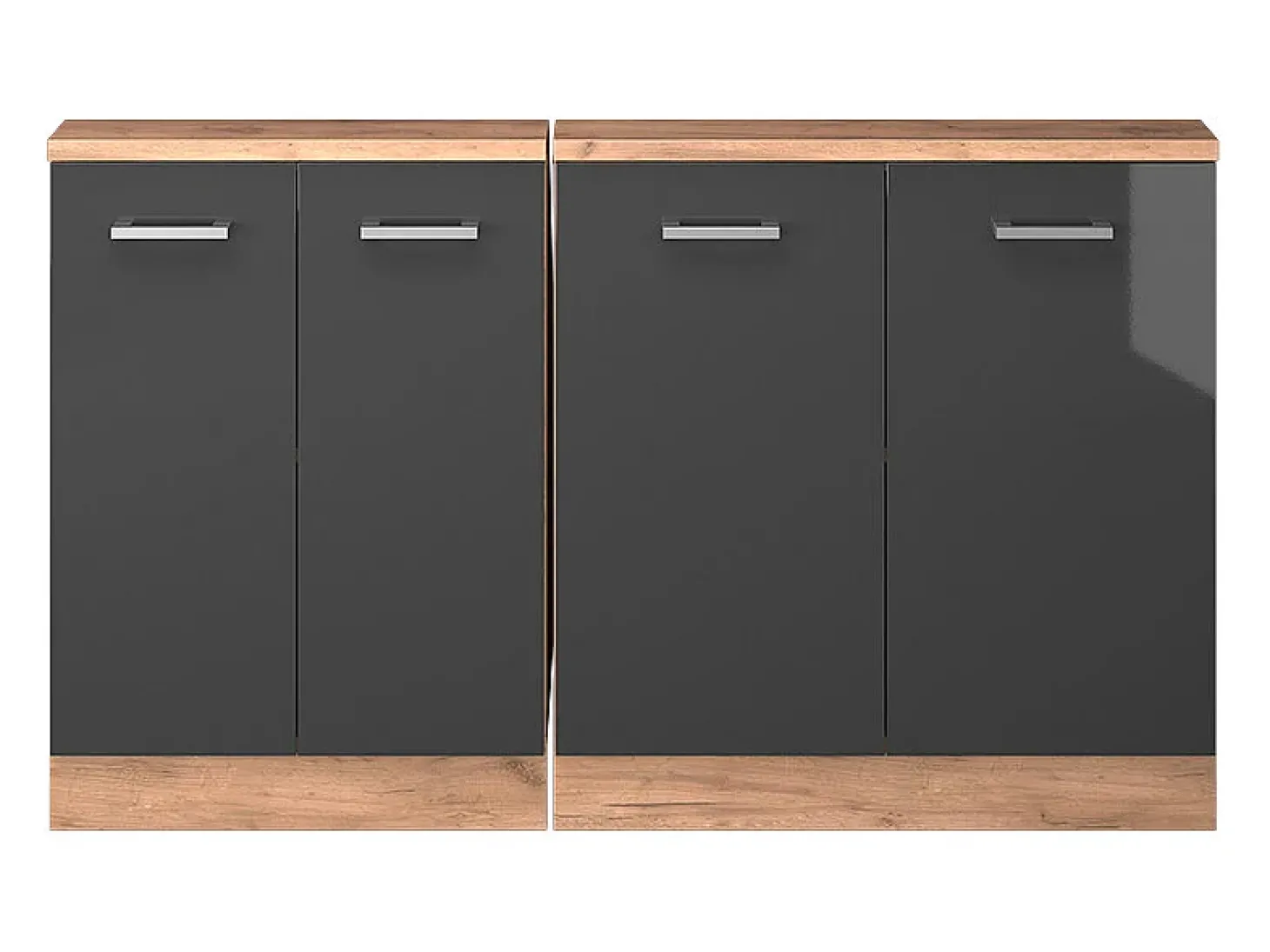 Armário de cozinha para sótão inclinado antracite alto brilho 140x46x81.6 r-line