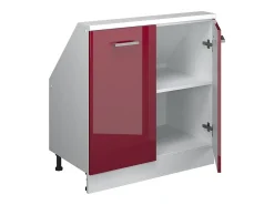Armário de cozinha para sótão inclinado vermelho brilhante/branco 80x46x81.6 r-line