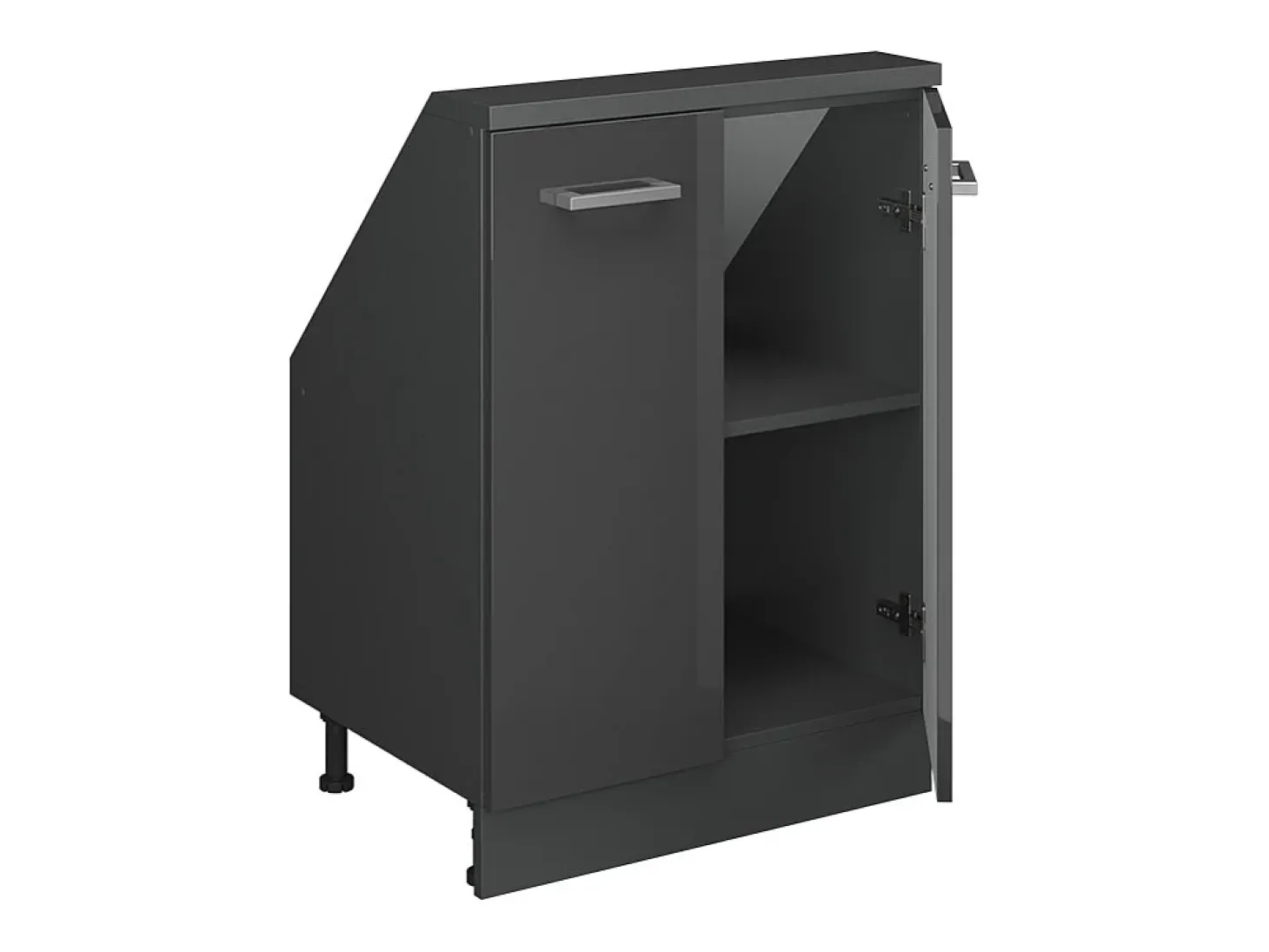 Armário de cozinha para sótão inclinado antracite alto brilho 60x46x81.6 r-line