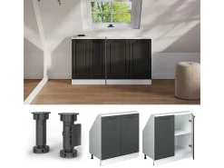 Armário de cozinha para sótão inclinado casa de campo antracite 80x46x81.6 r-line