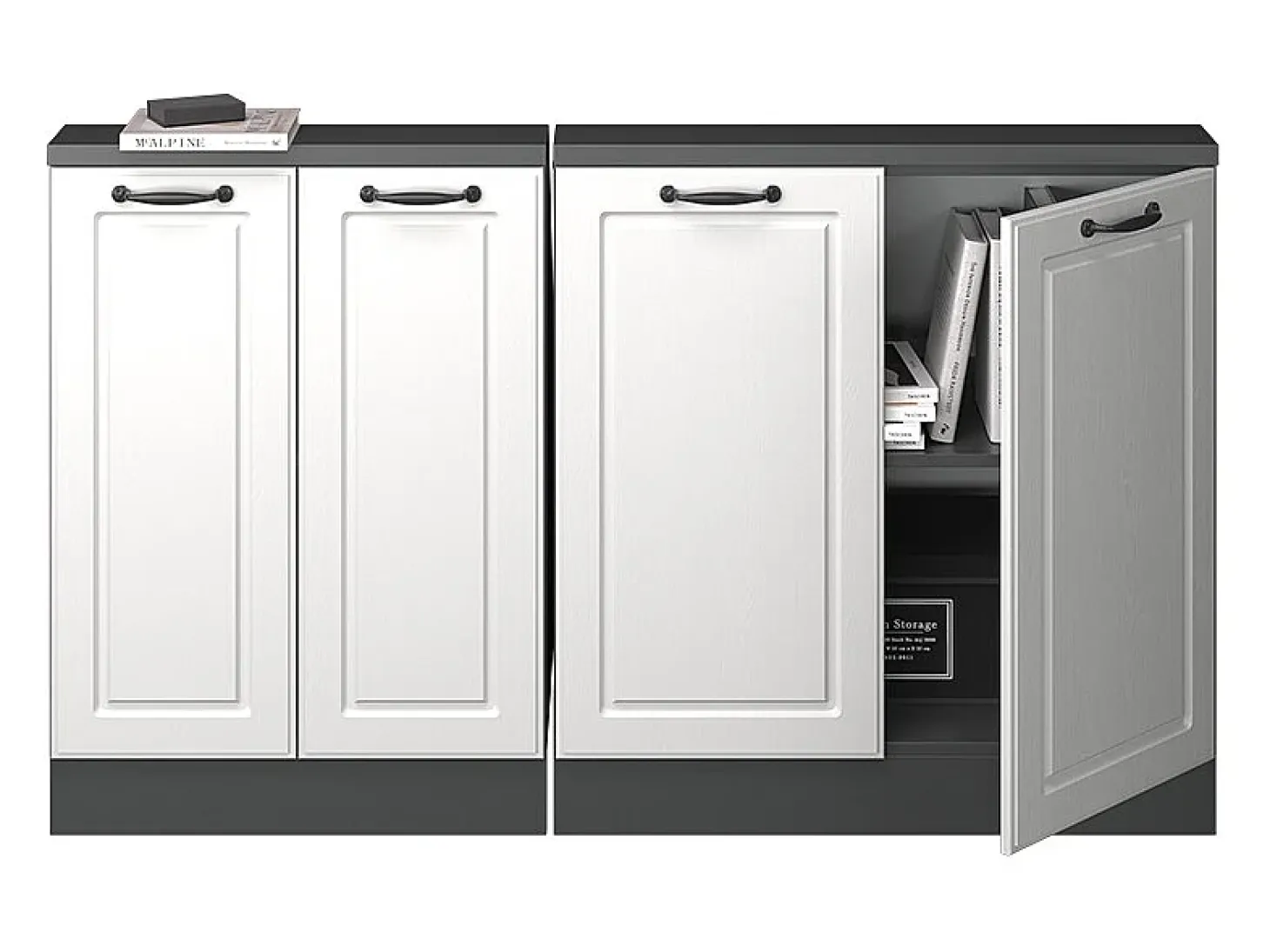 Armário de cozinha para sótão inclinado casa de campo branca 140x46x81.6 r-line