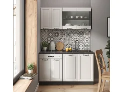 Armário de cozinha para sótão inclinado casa de campo branca 140x46x81.6 r-line