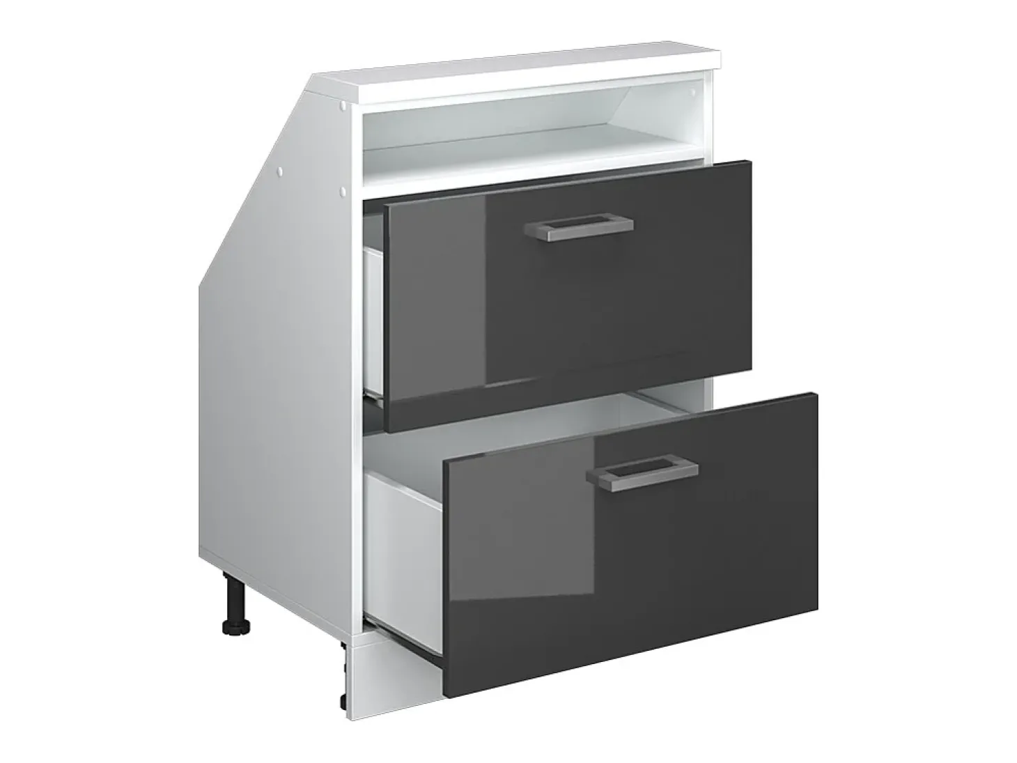 Armário de cozinha para sótão inclinado antracite alto brilho 60x46x81.6 r-line