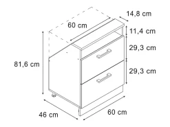 Armário de cozinha para sótão inclinado casa de campo branca 60x46x81.6 r-line