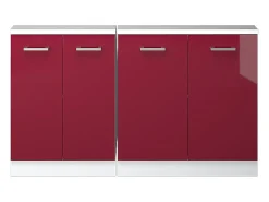 Armário de cozinha para sótão inclinado vermelho brilhante/branco 140x46x81.6 r-line