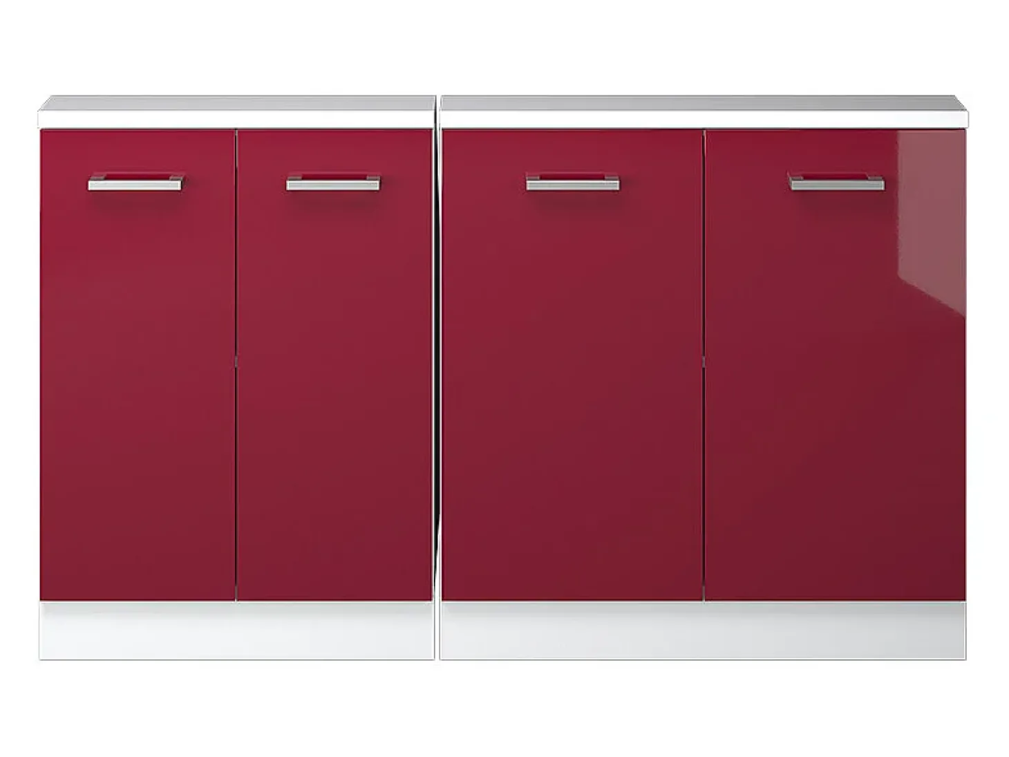 Armário de cozinha para sótão inclinado vermelho brilhante/branco 140x46x81.6 r-line